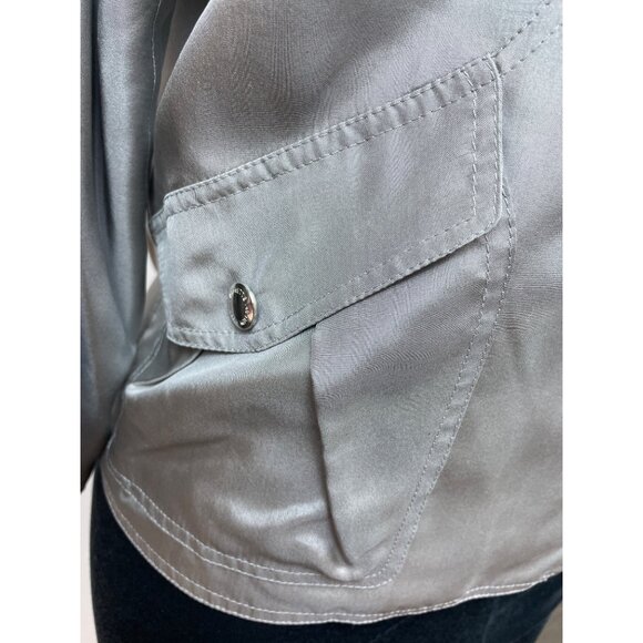 Lafayette 148 Women's Satin Gray Zip Up Jacket Sz M - Picture 6 of 10